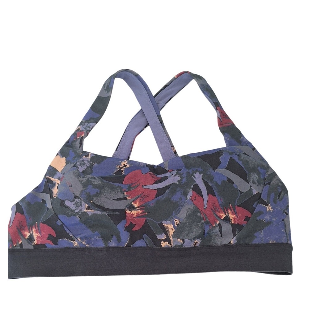 Patagonia Blue floral Activewear Stretch Top Bra size L